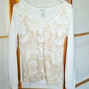 3/$10 Pink Ivory Top Gold Lace Overlay Small